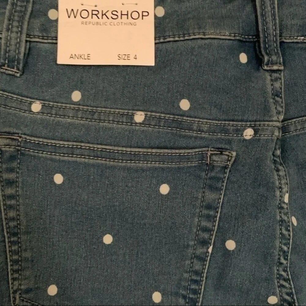 Workshop Republic Clothing ankle polka dot straight ankle jeans 4 NWT - Picture 6 of 7